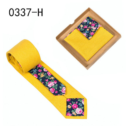 Swadeshi World Unique Men's Tie Floral Print Pocket Square Cotton Tie