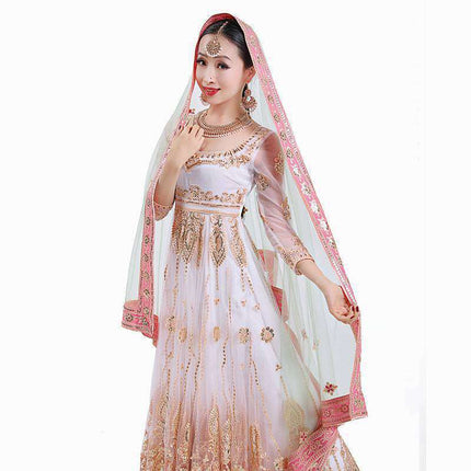 Swadeshi World Indian Sari Scarf Mesh Embroidery Georgette Exotic Style