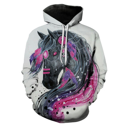Swadeshi World Men's horse Print 3D Hooded Men Hoodies