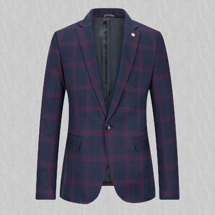 Men's Trendy Slim Fit Small Business Blazer Chex Suit Casual Handsome Coat